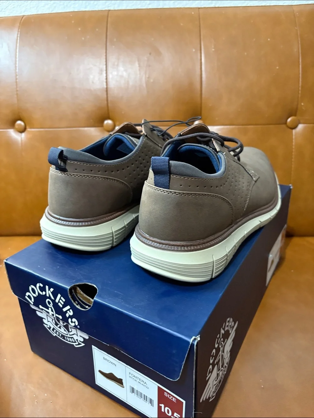 Dockers Brown Lace-Up Oxford with White Sole. Never worn.